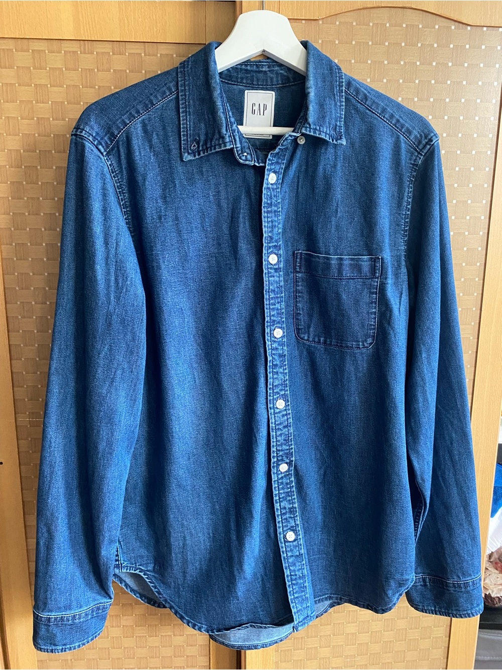 GAP Men’s Dark Blue Denim Button-Down Shirt